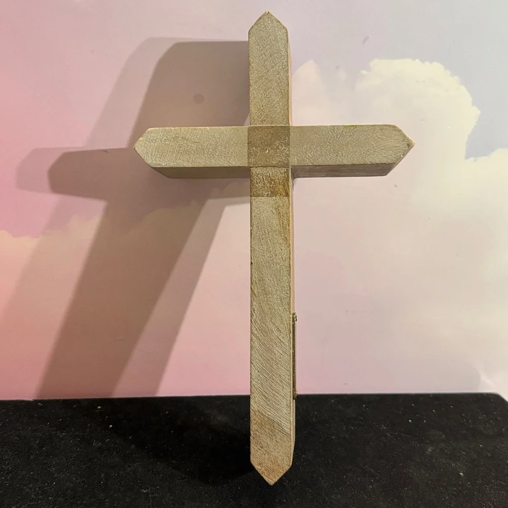Wooden Cross Decor with metal Plex saying “BLESSED”